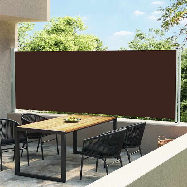 vidaXL Patio Retractable Side Awning 160x600 cm Brown