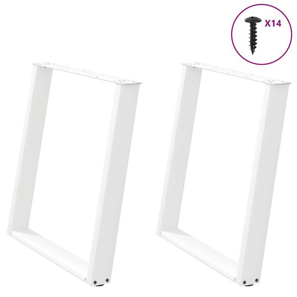 vidaXL Dining Table Legs U-Shaped 2 pcs White 80x(72-73) cm Steel