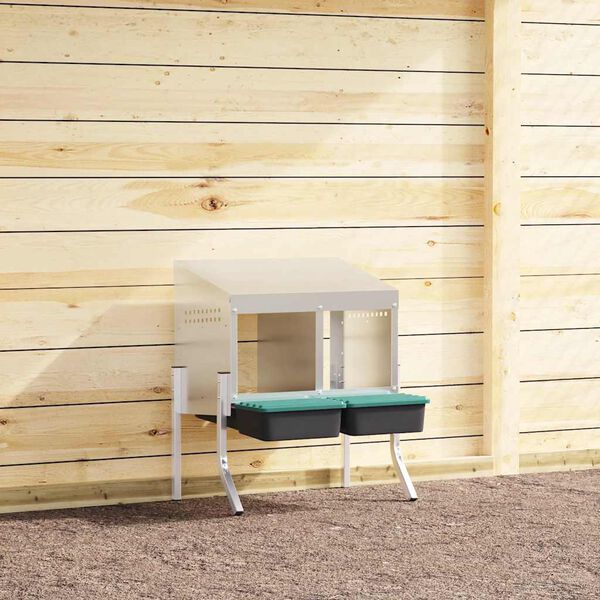 vidaXL Chicken Nesting Box 2 Compartments with Legs Galvanised Steel