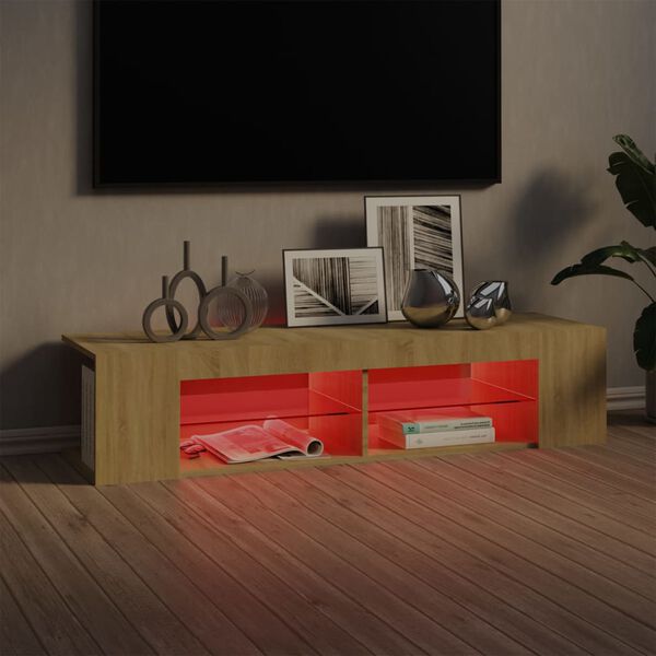 vidaXL TV Cabinet with LED Lights Sonoma Oak 135x39x30 cm