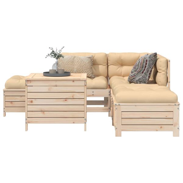 vidaXL 6 Piece Garden Sofa Set Solid Wood Pine