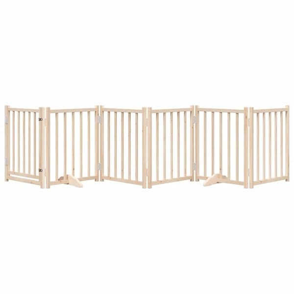 vidaXL Dog Gate with Door Foldable 6 Panels 300 cm Solid Wood Fir