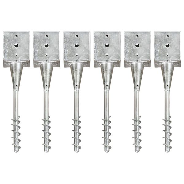 vidaXL Ground Spikes 6 pcs Silver 12x12x56 cm Galvanised Steel