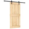 vidaXL Sliding Door Natural and Black 95 x 210 cm Solid Pine Wood