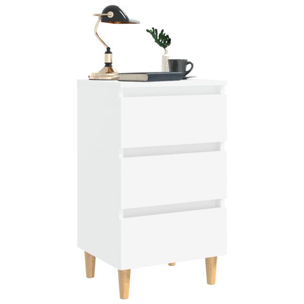 vidaXL Bed Cabinets with Solid Wood Legs 2 pcs White 40x35x69 cm