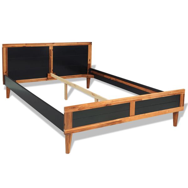 vidaXL Bed Frame without Mattress Black Solid Acacia Wood 180x200 cm Super King