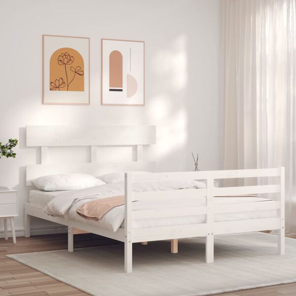 vidaXL Bed Frame without Mattress White Small Double Solid Wood