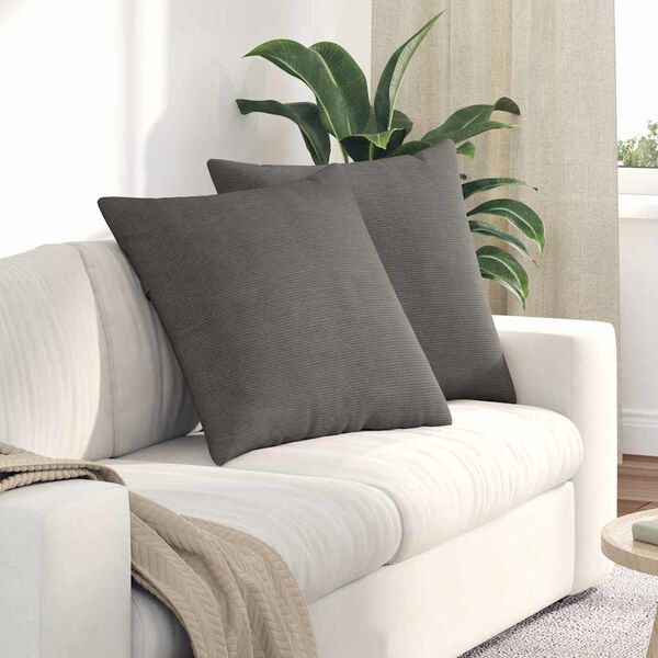 vidaXL Sofa Pillows 2 pcs Light Grey 80 x 80 cm Corduroy Fabric
