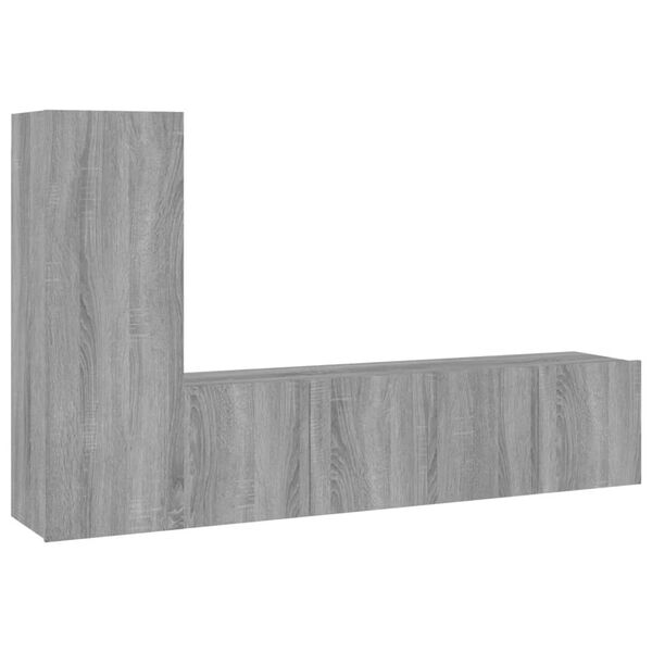 vidaXL 3 Piece TV Cabinet Set Grey Sonoma Engineered Wood