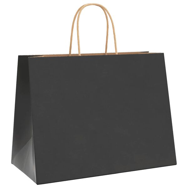 vidaXL Paper Bags 250 pcs with Handles Black 32x17x25 cm