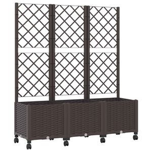 vidaXL Garden Planter with Trellis&Wheels Brown 120 x 40 x 146 cm PP