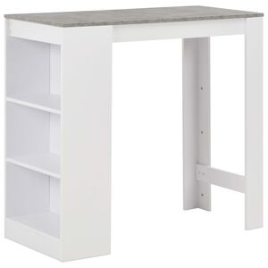vidaXL Bar Table | White with concrete colour table top | Engineered wood