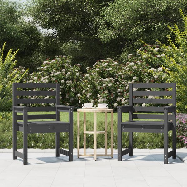 vidaXL Garden Chairs 2 pcs Grey 60x48x91 cm Solid Wood Pine