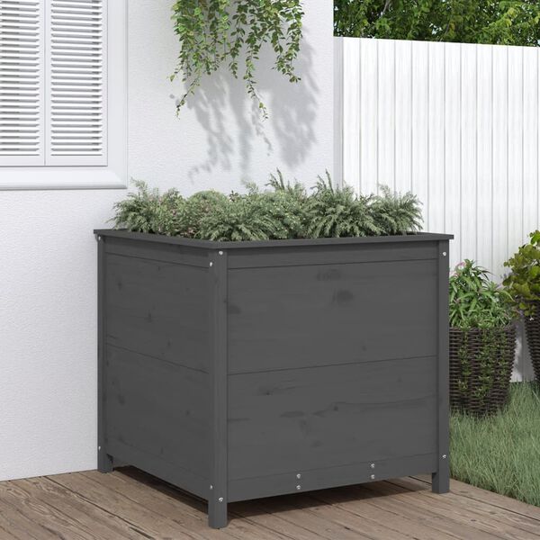 vidaXL Garden Planter Grey 82.5x82.5x78 cm Solid Wood Pine