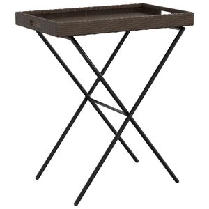 vidaXL Folding Tray Table Brown 65x40x75 cm Poly Rattan