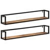 vidaXL Wall Shelves 2 pcs 110x17x17 cm Solid Wood Mango and Iron