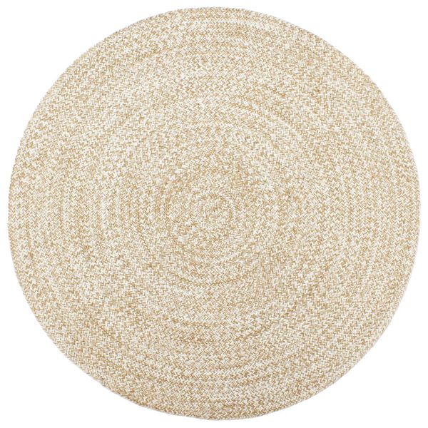 vidaXL Handmade Rug Jute White and Brown 210 cm