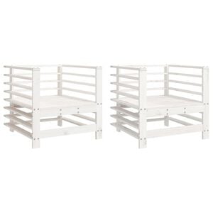 vidaXL Garden Chairs 2 pcs White Solid Wood Pine