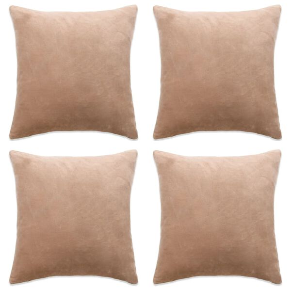 vidaXL Cushion Covers 4 pcs Velour 80x80 cm Beige