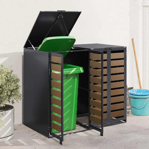 vidaXL Wheelie Bin Storage for 2 Bins Anthracite 136 x 77.5 x 115.5 cm
