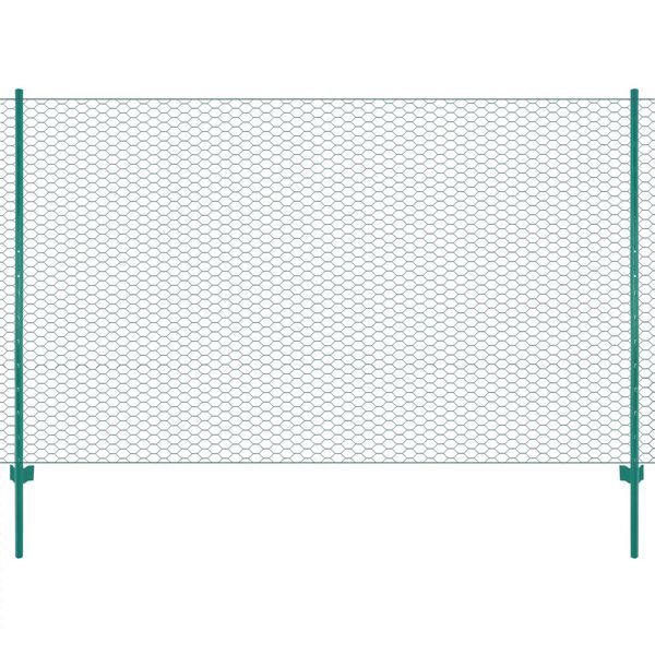 vidaXL Wire Mesh Fence with Posts Steel 25x2 m Green