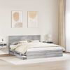 vidaXL Bed Frame with Drawer Grey Sonoma 200 x 200 cm Engineer Wood