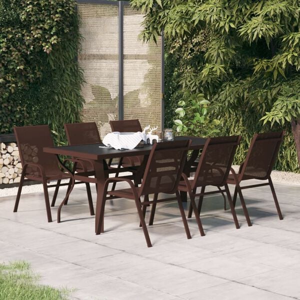 vidaXL 7 Piece Garden Dining Set Brown and Black