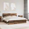 vidaXL Bed Frame with Headboard Old Wood 200 x 200 cm Solid Pine Wood
