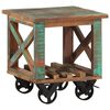vidaXL Side Table with Wheels 40x40x42 cm Solid Wood Reclaimed