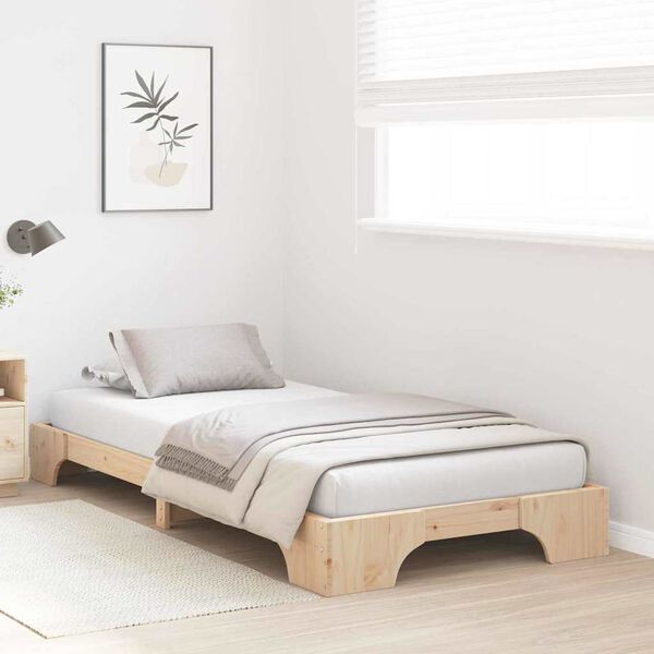 vidaXL Bed Frame Natural 80 x 200 cm Solid Pine Wood