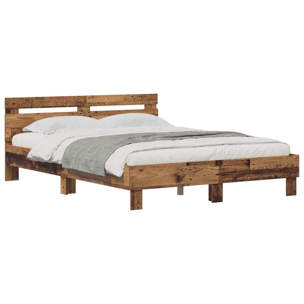 vidaXL Bed Frame with Headboard Old Wood 120 x 200 cm Engineered Wood