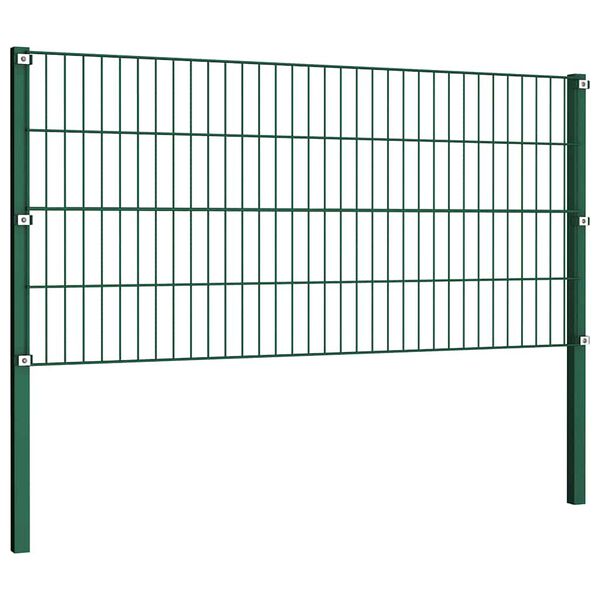 vidaXL Fence Panel with Posts Iron 867x80 cm Green