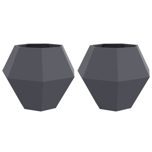 vidaXL Planter 2 pcs Anthracite 100 x 100 x 80 cm Steel