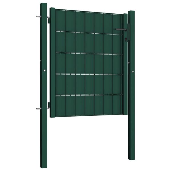 vidaXL Fence Gate PVC and Steel 100x100 cm Green