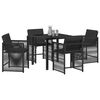 vidaXL Garden Dining Set 5 pcs Black Poly Rattan