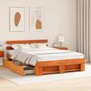 vidaXL Bed Frame with Headboard Wax Brown 150 x 200 cm Solid Pine Wood