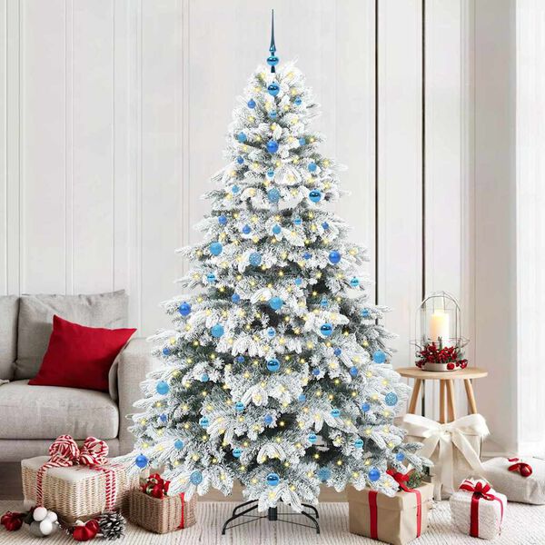 vidaXL Artificial Christmas Tree with 300 LEDs White 210 cm PE and PVC
