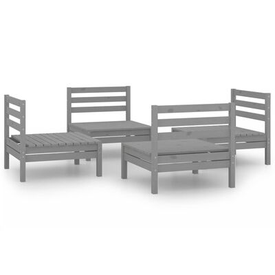 vidaXL 4 Piece Garden Lounge Set Grey Solid Pinewood