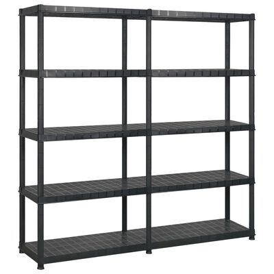 vidaXL Storage Shelf 5-Tier Black 170x40x185 cm Plastic