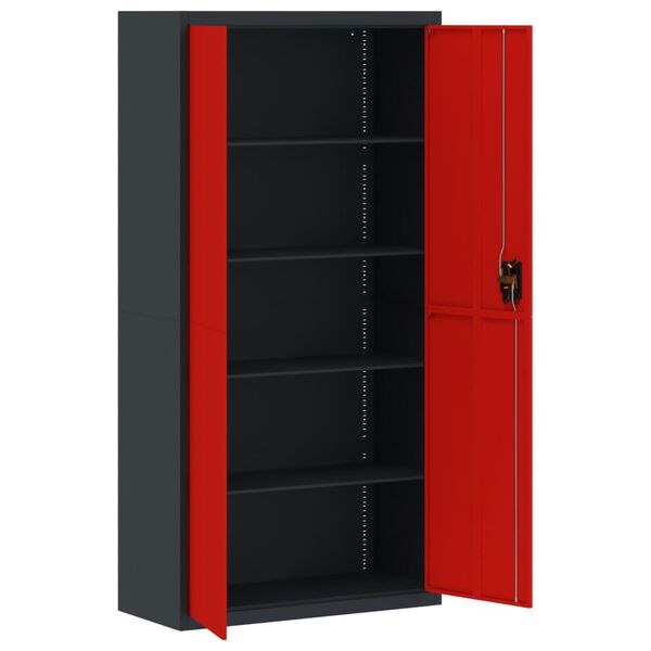 vidaXL File Cabinet Anthracite and Red 90x40x180 cm Steel