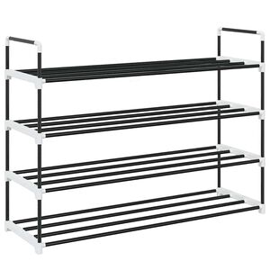vidaXL Shoe Rack with 4 Shelves Metal and Plastic Black