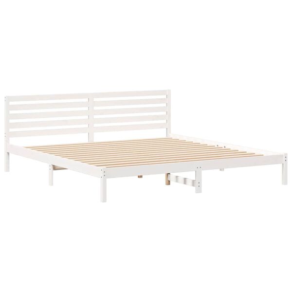 vidaXL Bed Frame with Headboard White 180 x 210 cm Solid Pine Wood