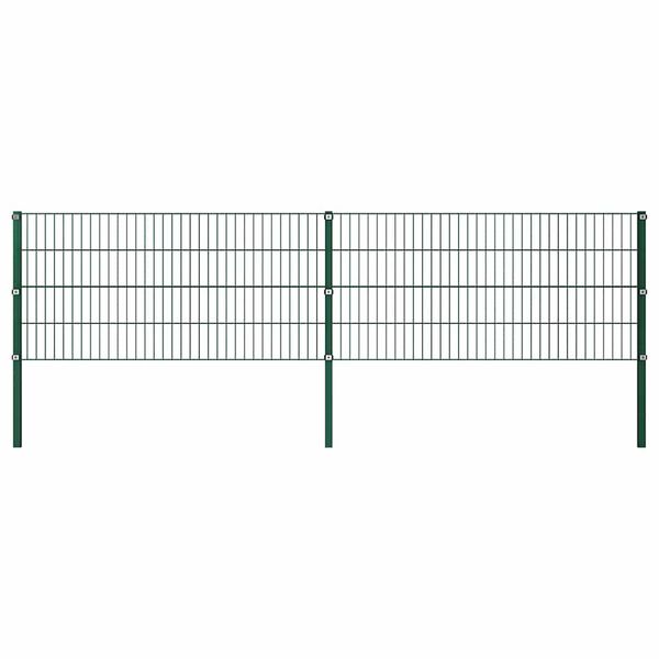 vidaXL Fence Panel with Posts Iron 349x80 cm Green