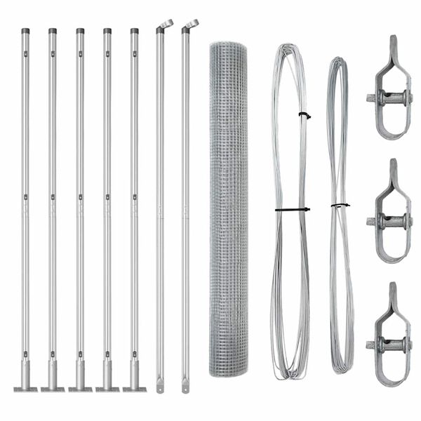 vidaXL Fence Post Silver 10 x 0.8 m (16 x 16 mm mesh) Steel