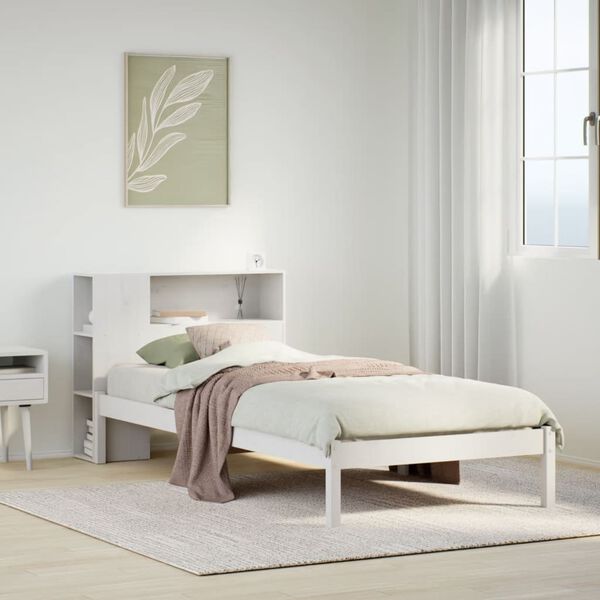 vidaXL Bookcase Bed without Mattress White 100x200 cm Solid Wood Pine