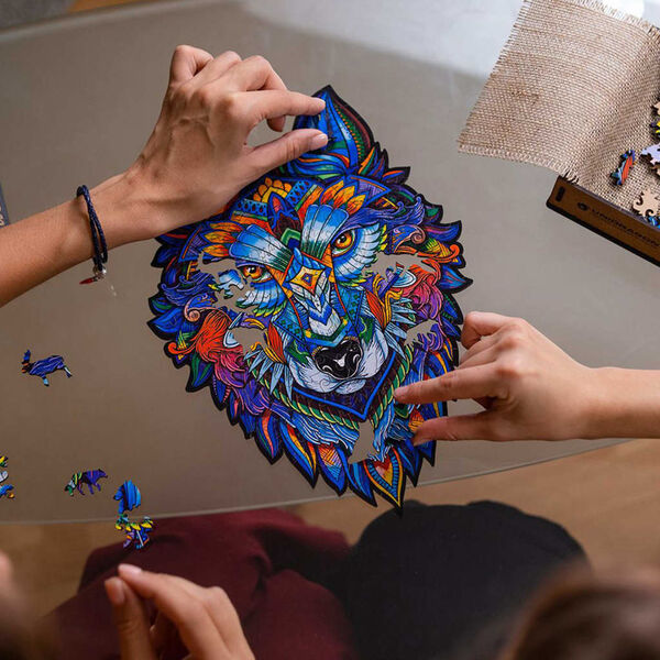 UNIDRAGON 184 Piece Wooden Jigsaw Puzzle Majestic Wolf Medium 24x33 cm