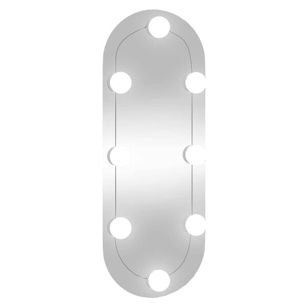 vidaXL Wall Mirror with LED Lights 20x50 cm Glass Oval