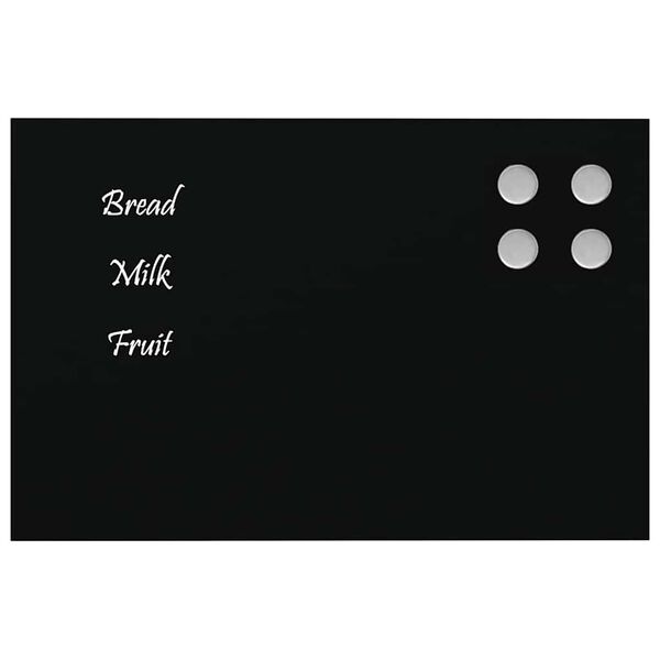 vidaXL Wall-mounted Magnetic Board Black 30x20 cm Tempered Glass