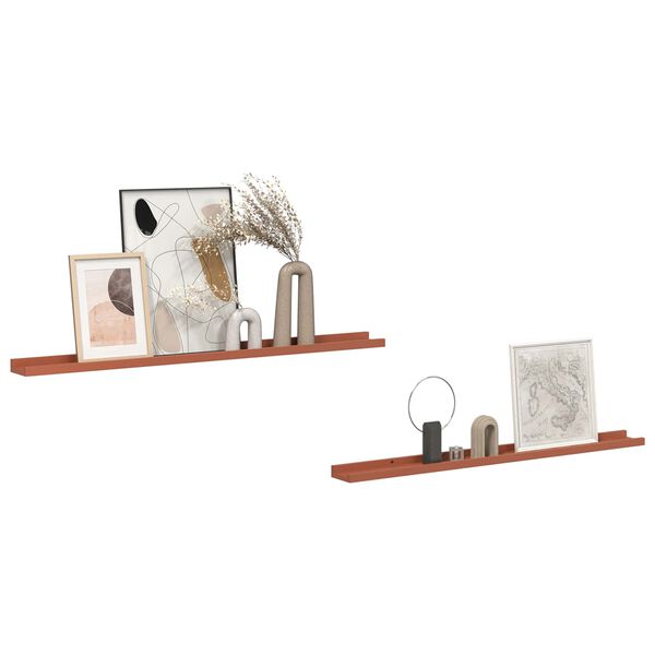 vidaXL Wall Shelf with Shelf 2 pcs Red 100 x 9 x 3 cm Engineered Wood