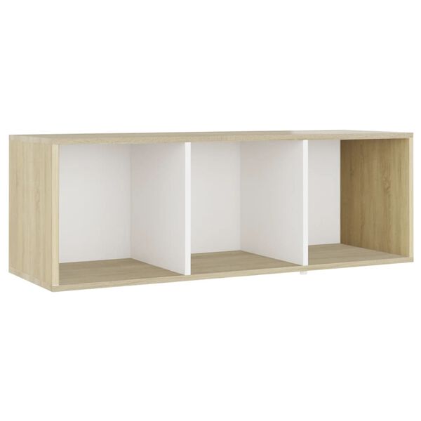 vidaXL TV Cabinet White and Sonoma Oak 107x35x37 cm Engineered Wood